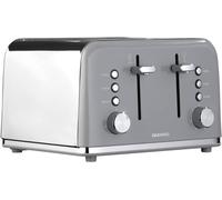 Daewoo Kensington, Toaster 4 Slice, Stainless Steel, Removable Crumb Tray, Defrost, Reheat And Browning Controls, Cancel Function, High Lift Lever, Easy To Clean, Grey