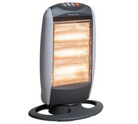 Daewoo Portable Oscillating Halogen Heater | 75 Degrees Oscillation | 3 Heat Settings | Tip Over Cut-Out | Instant Heat Glow | Ideal For Homes And Offices | 1200W - Black/Grey HEA1416