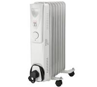 Daewoo 7 Fin Oil Filled Radiator 1500W Portable Electric Heater 3 Heat Settings White