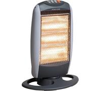 Daewoo Portable Oscillating Halogen Heater | 75 Degrees Oscillation | 3 Heat Settings | Tip Over Cut-Out | Instant Heat Glow | Ideal For Homes And Offices | 1200W - Black/Grey HEA1416