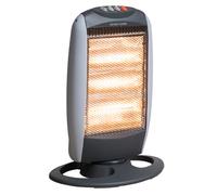 Daewoo Portable Oscillating Halogen Heater | 75 Degrees Oscillation | 3 Heat Settings | Tip Over Cut-Out | Instant Heat Glow | Ideal For Homes And Offices | 1200W - Black/Grey HEA1416