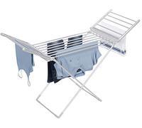 Daewoo HEA1874 Foldable Portable Heated Clothes Airer-230W, 15kg Max Load, 1.4m Cable, Low Running Costs and Folded Wings-White, Aluminium