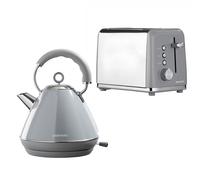 Daewoo Kensington Collection, Kettle And Toaster Set, 1.7 Litre Pyramid Kettle With Matching 2 Slice Toaster, Safety Features, Easy Cleaning, Cohesive Kitchen Set, Grey