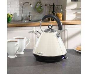 Daewoo Kensington Collection' Pyramid Retro Kettle 1.7 Litre 300W Rapid Boil In Cream Cream