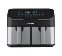 Large 9 Litre Digital Dual Air Fryer Oven Smart Sync Double Basket 2x 4.5L Drawers Daewoo Black Large