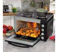 DAEWOO Countertop Oven with Hot Plates & Rotisserie - 3000W, 42L, Extra-Large, Compact & Space Saving, 2 Hot Plates, SDA1610GE