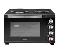 Daewoo Mini Countertop Electric Cooker, 42 Litre Oven And Grill With Hot Plates, 100-230° Adjustable Heat Settings, 90 Minute Timer And Indicator Light. Accessories Included