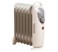 Daewoo Mini Oil Filled Radiator 800W 6-Fin Portable Heater Dial Thermostat White