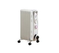 Daewoo Oil Filled Heater, 1500W, 7 Fins, With Timer, Safety Features, Variable Thermostat, 3 Heat Settings, Ideal For Medium Sized Rooms, Portable, Cable Storage, White