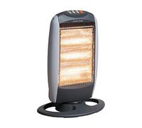 Daewoo Portable Oscillating Halogen Heater | 75 Degrees Oscillation | 3 Heat Settings | Tip Over Cut-Out | Instant Heat Glow | Ideal For Homes And Offices | 1200W - Black/Grey HEA1416