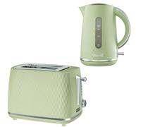 Daewoo Sage Green Cascade Jug Kettle & 2-Slice Toaster Set