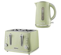 Daewoo Sage Green Cascade Jug Kettle & 4-Slice Toaster Set