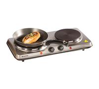 Daewoo Double Hot Plate Electric Hob - 2500W Tabletop Hob with 2 Ring Heating Plates, Portable & Compact - Ideal for Student Living, Camping, Caravans & Emergency Cooking