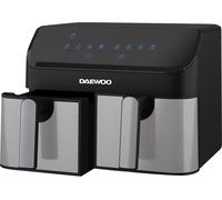 Large 9 Litre Digital Dual Air Fryer Oven Smart Sync Double Basket 2x 4.5L Drawers Daewoo Black Large