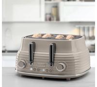 Daewoo Sienna 4-Slice Toaster High Lift Handle 6 Settings Defrost Reheat - Taupe