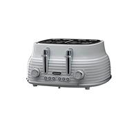 Daewoo Sienna 4 Slice Toaster, Wide Slots, 6 Browning Settings, Reheat, Defrost & Cancel Functions, Removable Crumb Tray, Stylish Grey Finish, Ideal for Family Kitchens