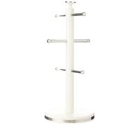 Daewoo Sienna Collection Mug Tree, Free Standing 6 Cup Holder With Sturdy Base, Cream