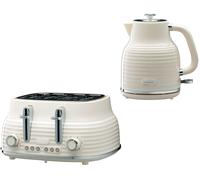 Daewoo Sienna Cream 1.7L Jug Kettle & 4 Slice Toaster. Modern Kettle & Toaster