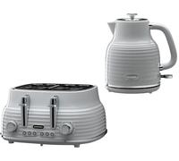 Daewoo Sienna Grey 1.7L Jug Kettle & 4 Slice Toaster. Modern Kettle & Toaster