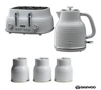 Daewoo 'sienna' Matching Kettle Toaster Kitchen Canister Set Tea Coffee Sugar In Grey Grey One Size