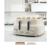 Daewoo Sienna 4 Slice Toaster High Lift 6 Browning Settings Cream Sda2483Ge Cream One Size
