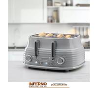 DAEWOO Sienna Retro High Lift Wide-Slots 4 Slice Toaster In High Gloss Grey