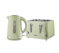 Daewoo Cascade Sage Green 1.7L 3Kw Rapid-Boil Kettle And 4-Slice Toaster Set