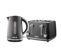 Daewoo Cascade Black 1.7L 3Kw Rapid-Boil Kettle And 4-Slice Toaster Set