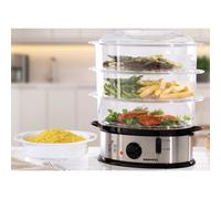 DAEWOO 1200W 3 TIER FOOD STEAMER WITH RICE BOWL