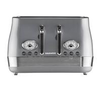 Daewoo Stainless Steel 'denver' Wide Slot Retro 4 Slice Toaster 6 Level In Mid Grey Mid Grey