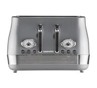 Daewoo Stainless Steel 'denver' Wide Slot Retro 4 Slice Toaster 6 Level In Mid Grey Mid Grey