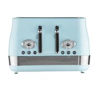 Daewoo Denver 4 Slice Toaster - Sky Blue, Retro Vintage Design, Wide Slots, Defrost, Reheat, Cancel Functions, Browning Control, Removable Crumb Trays - Ideal for Family Kitchens