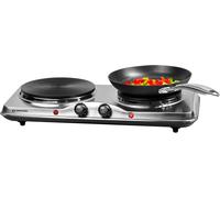 Daewoo Double Hot Plate Electric Hob - 2500W Tabletop Hob with 2 Ring Heating Plates, Portable & Compact - Ideal for Student Living, Camping, Caravans & Emergency Cooking