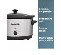 Daewoo stainless steel slow cooker kitchen work top Dishwasher Safe 6.5L SDA1788