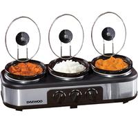 Daewoo 3 x 1.5L Triple Slow Cooker - Stainless Steel, Silver