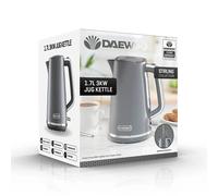 Daewoo Stirling Collection, Jug Kettle 1.7 Litre, User Friendly, Easy Cleaning, Safety Features, 360° Swivel Base, Extra Wide Opening Lid, Water Level Gauge, Part Of A Collection, Grey