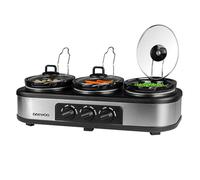 Daewoo 3 x 1.5L Triple Slow Cooker - Stainless Steel, Silver