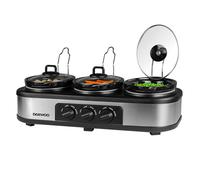 Daewoo 3 x 1.5L Triple Slow Cooker - Stainless Steel, Silver