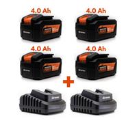 Daewoo U-Force 4 X 4.0Ah Battery (18V) + 2 X Chargers Power Tool Accessories