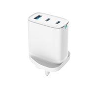 Daewoo Wall Charger, 45W, One USB-A and Two USB-C Ports, Fast Charge, Smart IC For Optimal Charging For Smart Phones, Tablets, And More, Durable Exterior, UK Plug, White