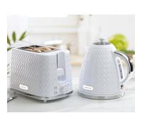 Daewoo Argyle SDA1830 1.7 Litre 3kw Jug Kettle and 2 Slice Toaster All In One Kitchen Matching Set Concealed Heating Element Easy Clean White