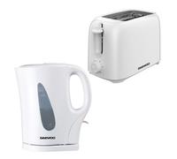 Daewoo White Essentials Matching White 6 Setting 2 Slice Toaster And Kettle Set 1.7 Litre Easy Clean Cordless Jug With Filter