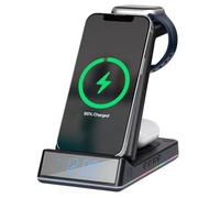 Daewoo Wireless Charger, 5-In-1 Foldable Wireless Charger Stand, Qi Certified, Fast Charge, Supports Apple, Samsung And QI Enabled Phones And Earphone For Home And Travel