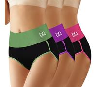 DAFANY 3 Pack Cotton Tummy Control Underwear for Women High Waisted Briefs Breathable Stretch Full Coverage Soft Comfy Panties (3Colors,2XL)