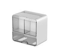 Dafape Bathroom Toilet Paper Holder, Wall-Mounted Tissue Storage Box Plastic Drawer Organizer for Restroom Kitchen Living Room Home (Clear White)
