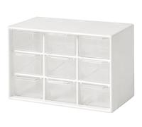 Dafape Mini Storage Drawers, Small 9 Drawers Organizer Bins Stackable Clear Plastic Box for Desk Office Bedroom Kitchen Makeup Jewelries Parts Gadgets Square Trays Desktop Stationary (White)