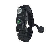 Dafape Survival Kit, LED SOS Light Compass Whistle Wristband Kit for Men Woman Camping Emergency Hiking Fishing Hunting Outdoor Backpacking Adjustable (Black)