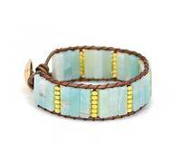 DAFARACODE Boho Jasper Handmade Bracelet: Bohemian Bead Natural Stone Jewelry Bohemian Style Jasper Bracelet Gemstone Beads Bracelet Jewelry, Around 7 inchs, Stainless Steel Gemstone Leather, Jasper