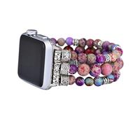 DAFARACODE Handmade Boho Jasper Watch Band: compatible with Apple Watch 38mm/40mm/41mm/42mm/44mm/45mm/49mm, Pearl Design, 19cm Band, Multi-Colour, Premium Quality, 38mm-45mm L size(6.5''-7.0''), Stone