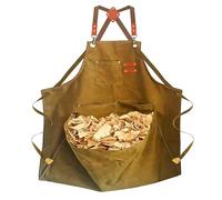 DAFENCHI Wood Carving Apron with Chip Catcher, Canvas Whittling Apron, Woodworking Apron with Large Pouch for Catching Wood Chips, Adjustable Straps, for Woodworkers, Gift for Men